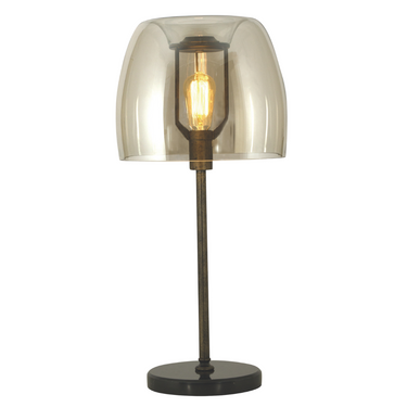 Metal Table Lamp with Cognac Colour Glass